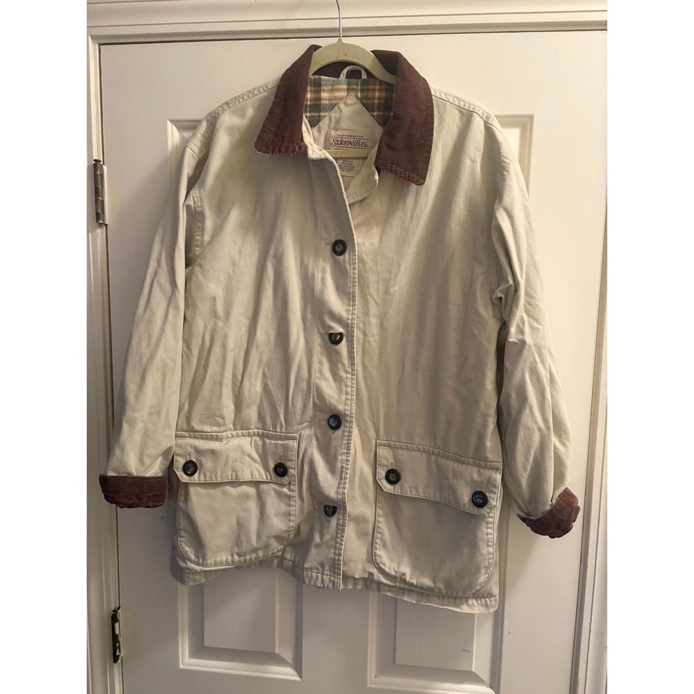 #1O Vintage St John's Bay brown cream barn coat men's medium